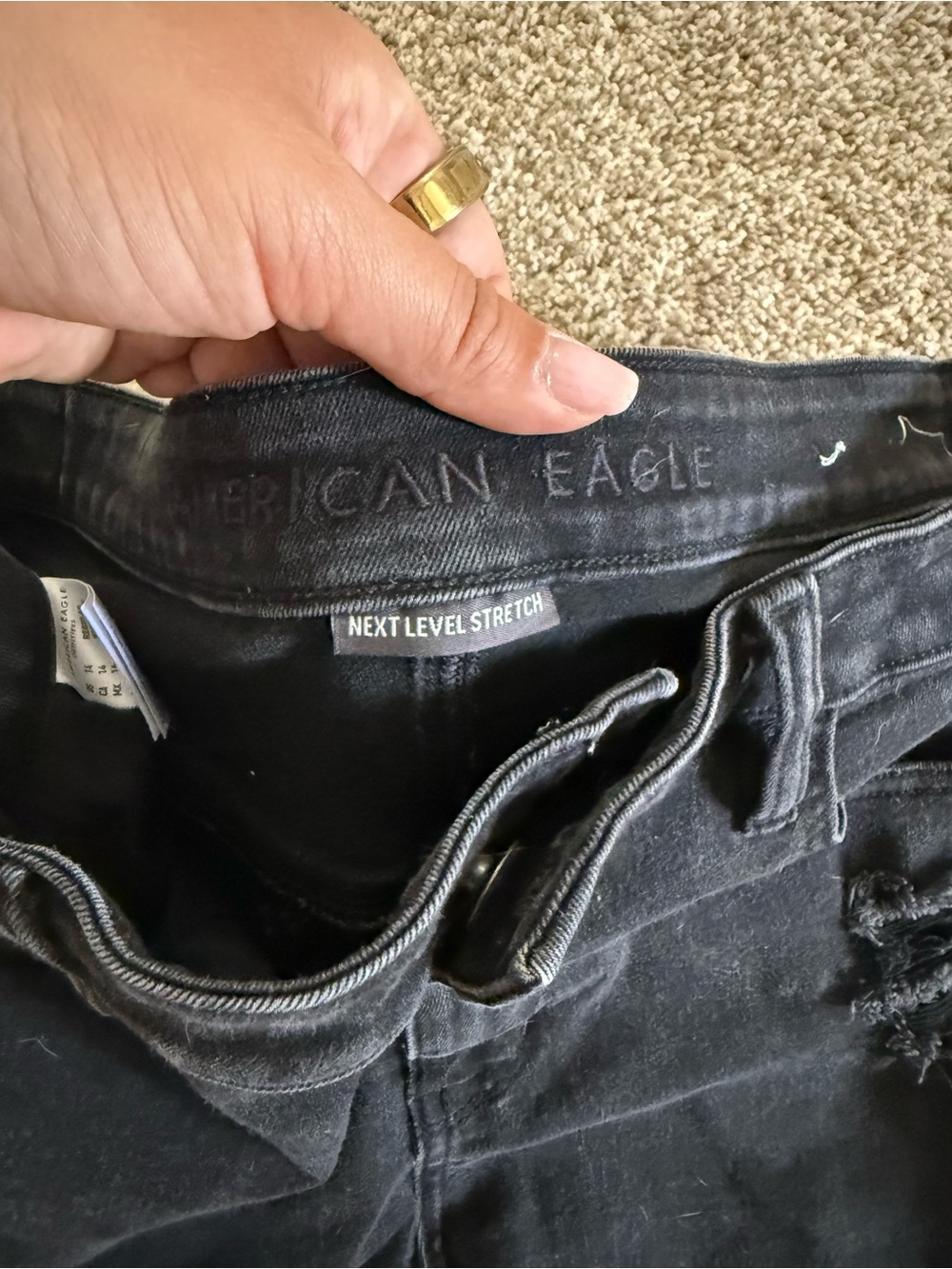 American Eagle Black Distressed Women's Skinny Jeans - Picture 5 of 5